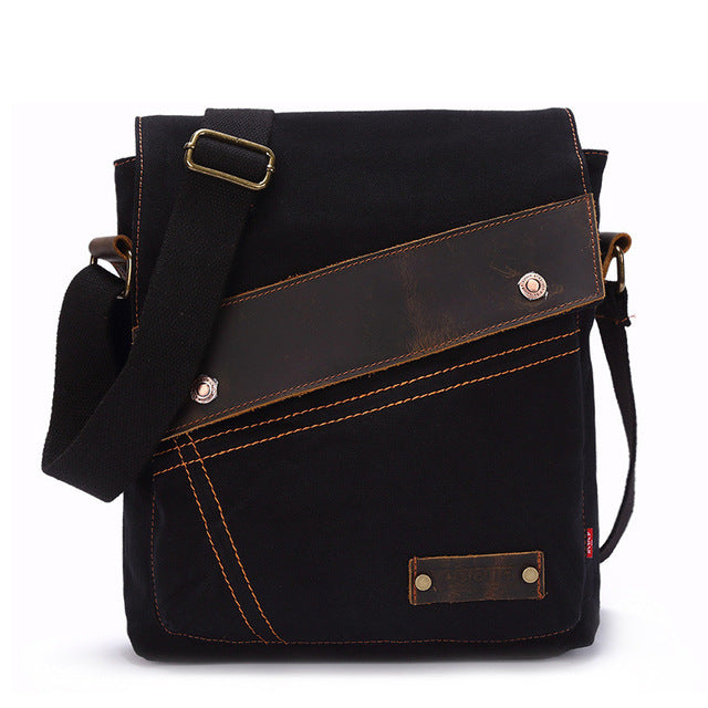 Canvas bag men and women vertical crossbody bag shoulder bag retro